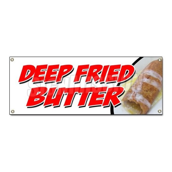 DEEP FRIED BUTTER BANNER SIGN balls on a stick dipped flavored glazed